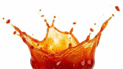 Hot sauce splash in fiery tones, isolated on a white background
