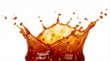 Hot sauce splash in fiery tones, isolated on a white background
