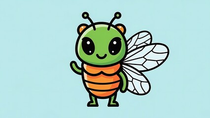 Cartoon Bee Character with Orange Stripes.