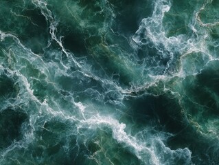 Fototapeta premium Ocean's Breath: An abstract depiction of ocean's surface in motion, showcasing the interplay of water, air and light. A mesmerizing display of nature's power and beauty.