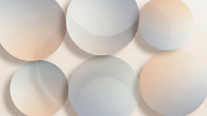 Abstract pastel colored circles with soft shadows on a light background.