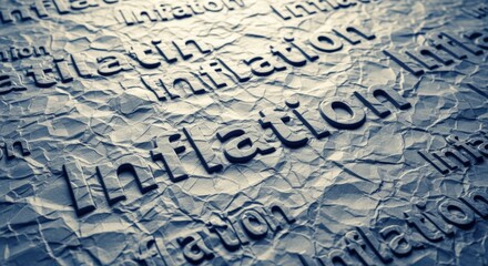 Inflation Concept Repeated on Crumpled Paper Texture, Economic Crisis and Financial Instability Illustration