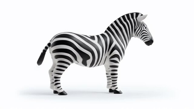 Realistic Zebra Posing Against a White Background.