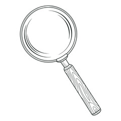 Classic magnifying glass line art illustration, symbolizing search, discovery, and detailed examination for projects