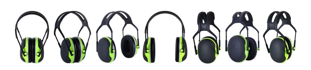 A set of protective sound-proofing headphones for pilots on an isolated background.