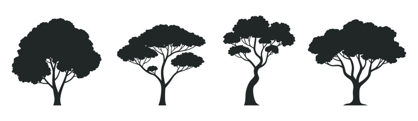 Varied Tree Silhouettes Collection for Eco-Friendly Graphic Design and Nature-Inspired Concepts