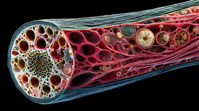 Macro Detail of Biological Fiber or Plant Stem Cross Section