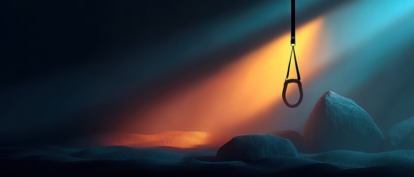 Abstract illustration of a hanging noose and light rays symbolizing reflection