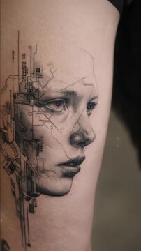 Biomechanical Portrait Tattoo