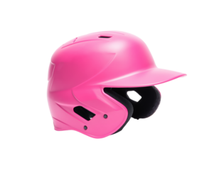 Pink baseball batting helmet protecting head during game
