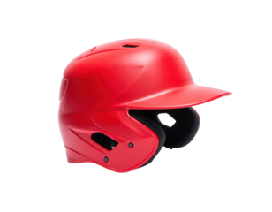 Red baseball batting helmet for player protection