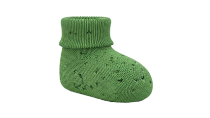 Green knitted baby bootie with cuff