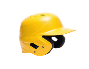 Yellow baseball batting helmet providing baseball player safety