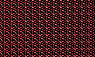 Seamless Pattern of Red Hearts on Black Background - Romantic and Festive Design Element
