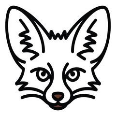 Fox face outline minimal animal illustration with sharp features and expressive eyes depicting wildlife nature and stylized drawing showcasing simple design
