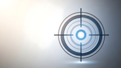 A futuristic target with a glowing blue center and concentric circles