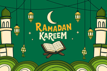 Ramadan kareem hand drawn style