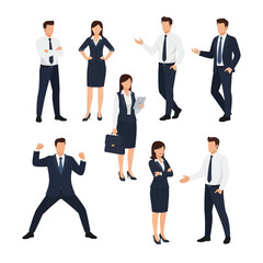 Fototapeta premium Diverse group of business professionals interacting in various poses and gestures
