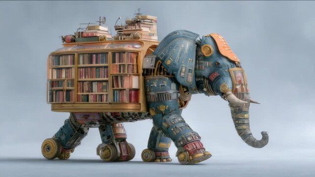 Steampunk Elephant Library