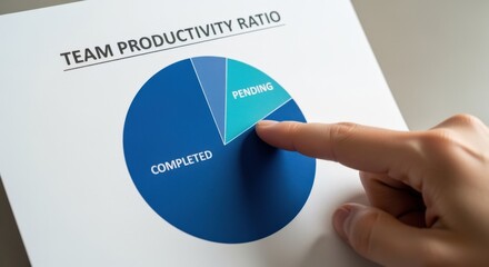 Team productivity analysis with pie chart showcasing completed versus pending tasks, demonstrating business strategy and progress