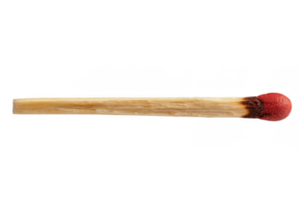 Burnt match with red head isolated on a transparent background