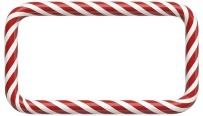 Candy cane border frame red and white isolated on a transparent background