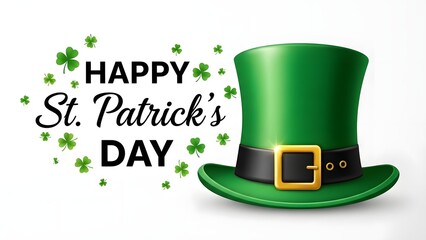 St patrick's day green top hat with shamrocks