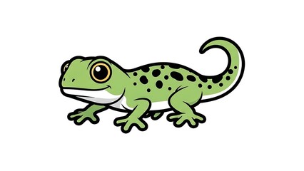Fototapeta premium Green Cartoon Frog Illustration Isolated White.
