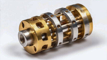 Precision machined brass and steel cylindrical coupling
