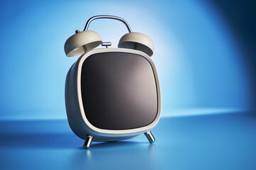 vintage bell alarm clock with modern liquid crystal display