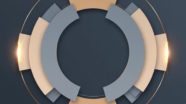 Gray and gold cubes stacked in a circular formation on a dark background with glowing accents.