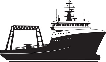 Obraz premium Iceboat solid icon, World snow day concept, ice breaker ship sign. Vector black silhouette. with white background