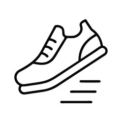 Running Shoe Sneaker Icon with Speed Lines Representing Fitness Athletics and Active Lifestyle