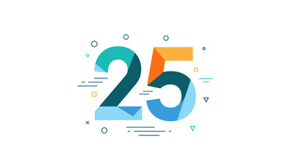 Number 25, Colorful Geometric Design, Anniversary, Celebration