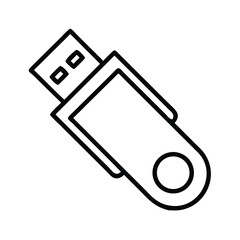 USB Flash Drive Memory Stick Icon Black Line Art Outline Illustration for Data Storage Concept