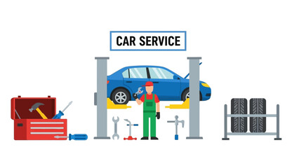Car Service Garage Mechanic Repair Auto Workshop Station