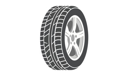 Car Tire and Wheel Rim on White Background
