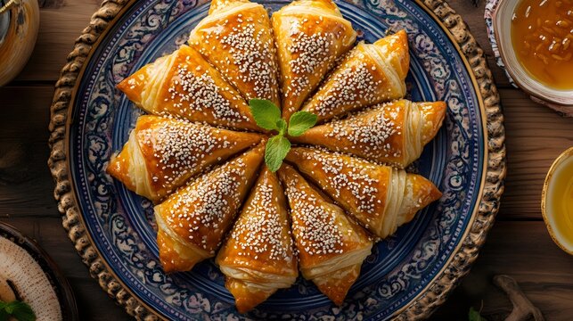 Top view of Moroccan Chebakia Pastries