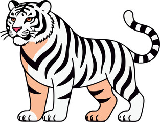 Fototapeta premium White tiger cartoon isolated on white