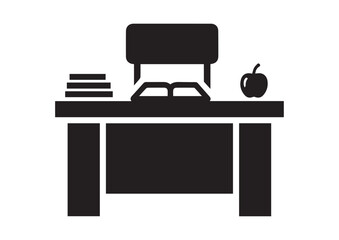 Teacher desk icon, Teacher desk silhouette vector
