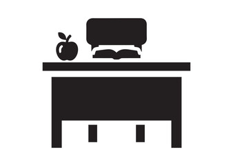 Teacher desk icon, Teacher desk silhouette vector