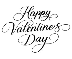 Luxury Happy Valentine&rsquo;s Day Calligraphy Design with Elegant Swashes on Transparent Background