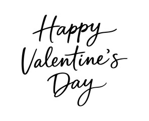 Minimal Happy Valentine&rsquo;s Day Script Typography with Smooth Flowing Strokes on Transparent Background