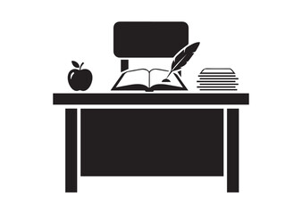 Teacher desk icon, Teacher desk silhouette vector