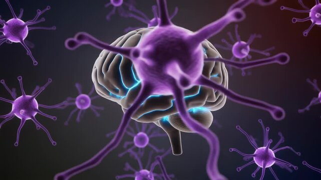 3D Human Brain Anatomy and Neural Network Orbit - Sci-Fi Visualization