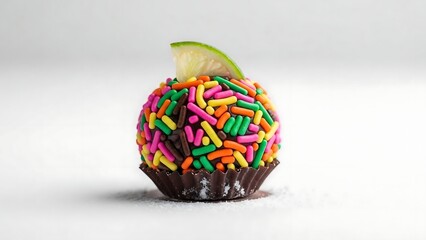 Colorful Cupcake with Sprinkles and Lime.