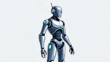 Fototapeta premium Futuristic Robot Illustration with Mechanical Body.