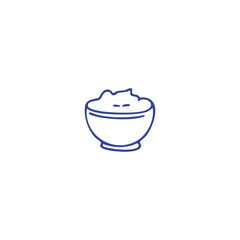 Blue line drawing of a bowl filled with fluffy substance