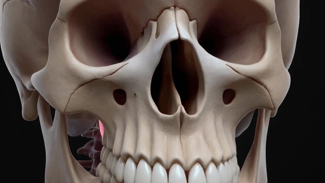 3D Animation of Human Skull with Fovea Ethmoidalis Highlighted