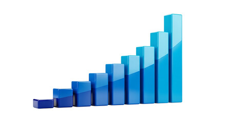 3d blue graph bar chart growth success